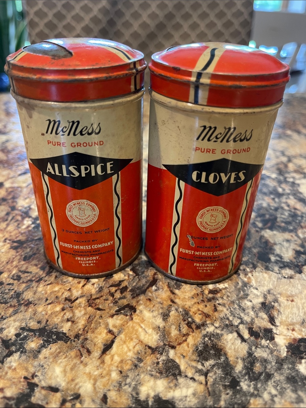 McNess Vintage Allspice & Cloves Metal Tins- Set of 2